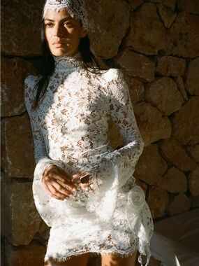BODITA MINI DRESS IN WHITE COTTON LACE